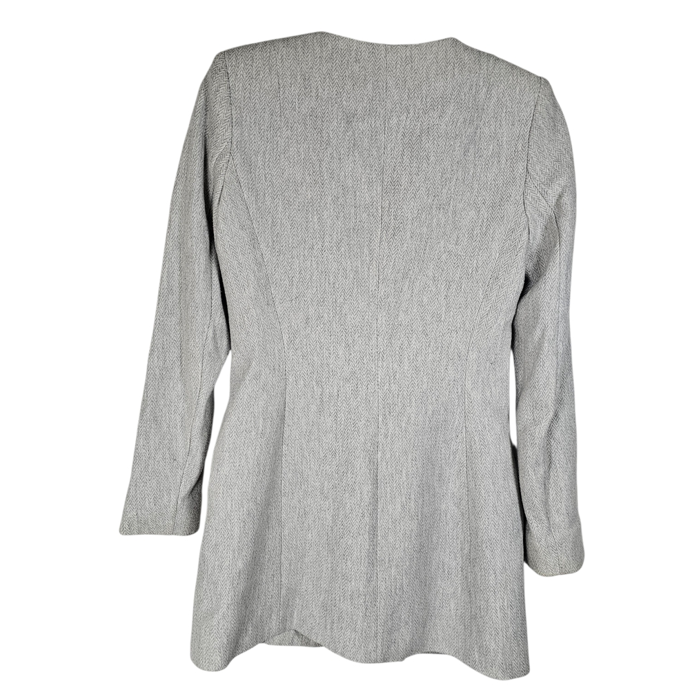 Zara Basic Sgray Coat Herringbone Jacket Zip Up P… - image 4